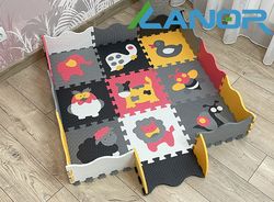 Дитячий килимок-пазл Lanor Веселий зоопарк з бортиком